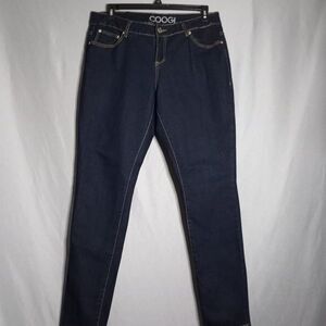 COOGI Women's Skinny Leg Silver Googi Back Pocket Dark Wash Jeans Size 18W